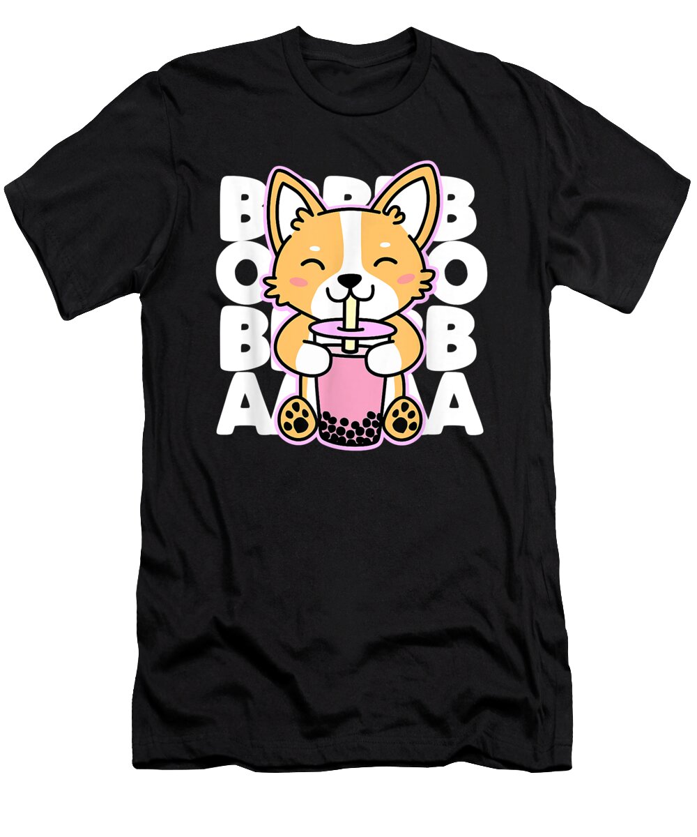 Beneficial Work Kawaii Boba Cute Anime Dog Corgi Kawaii Tea Drink Dark Idol Gift Fot You Ezone Prints T-Shirt