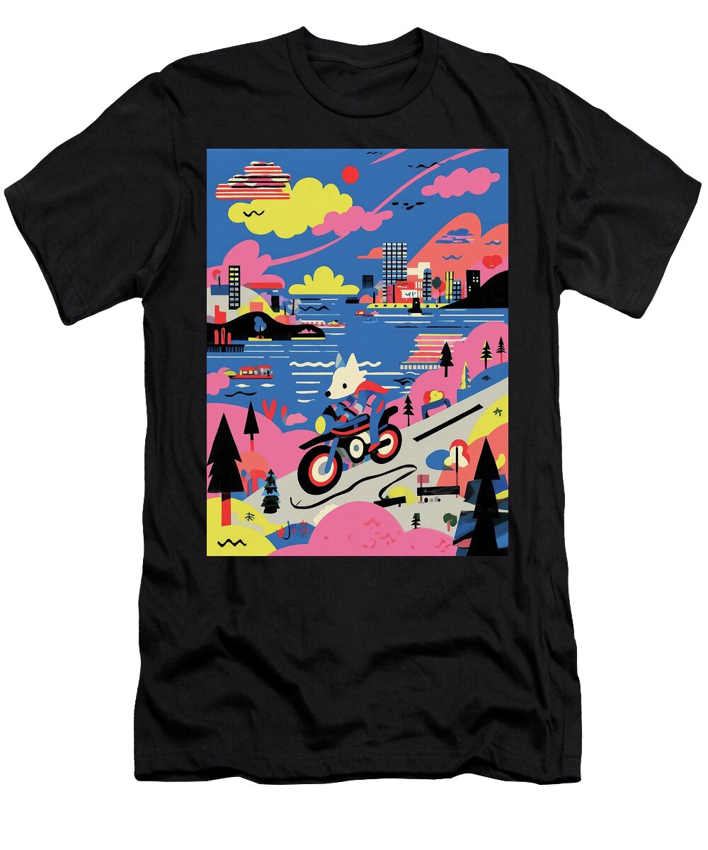 Biker Wolf Travels 2 Fabrizio Cassetta T-Shirt