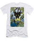 Black Cat in Blue Garden Johanna Virtanen T-Shirt