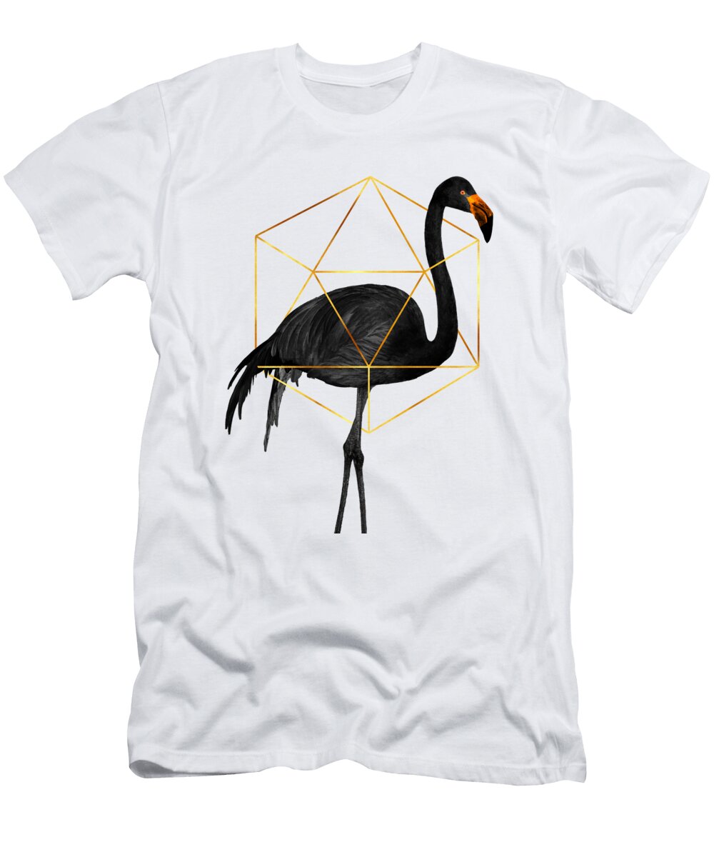 Black Flamingo 5 Tropical Wall Decor Flamingo Posters Exotic Black Gold Modern Minimal Studio Grafiikka T-Shirt