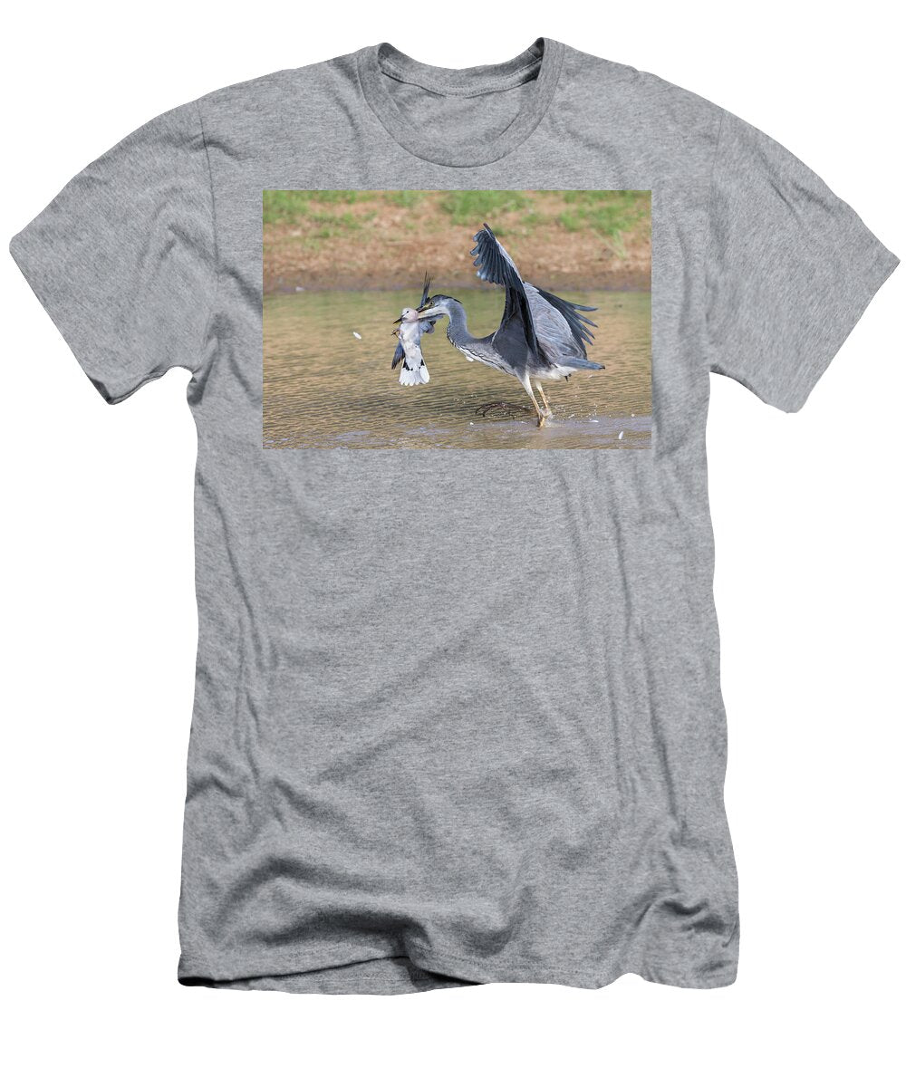 Blackheaded Heron Catching Cape Turtle Dove Kgalagadi Ann Steve Toon Natureplcom T-Shirt
