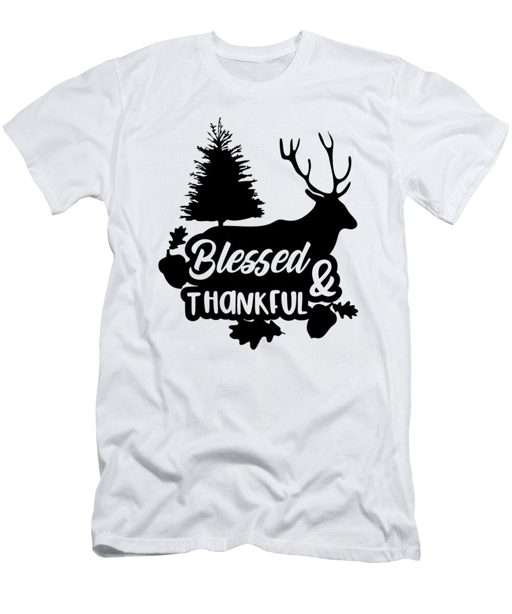 Blessed Thankful Thanksgiving Deer in Nature Jacob Zelazny T-Shirt