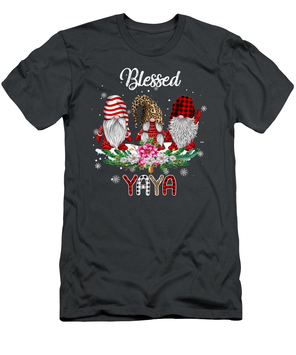 Blessed Yaya Christmas Leopard Buffalo Plaid Gnome Xmas Sterling British T-Shirt