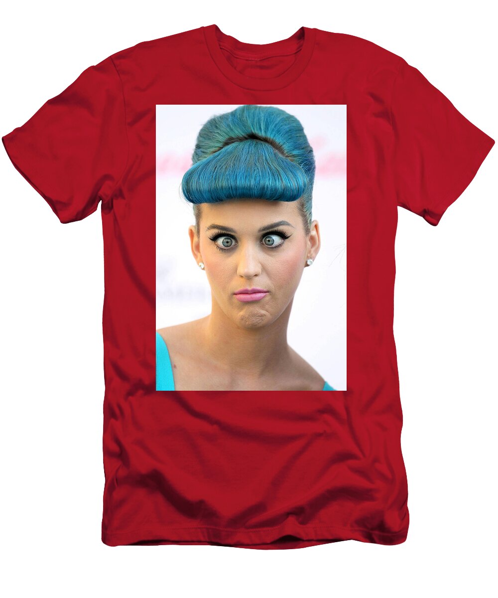 Blue Haired Woman Makes Crossed Eyes Face David Funart T-Shirt