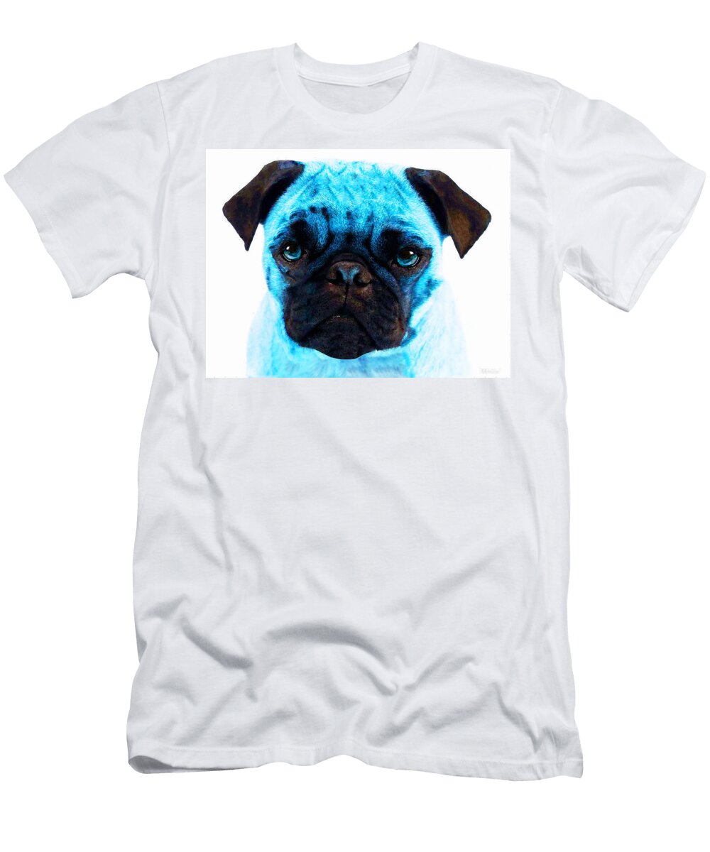 Blue Pug Pop Art By Sharon Cummings Sharon Cummings T-Shirt