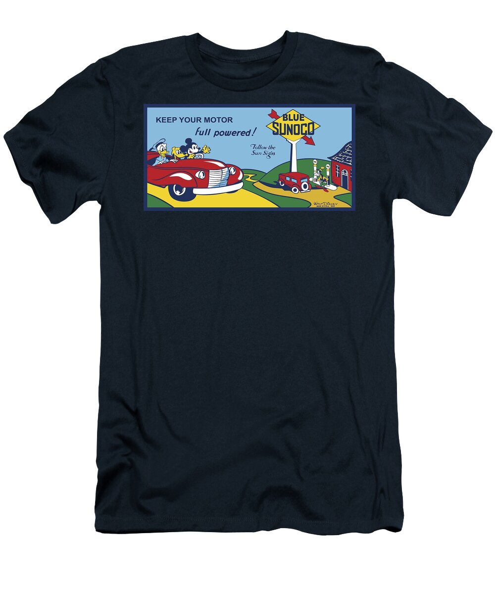Blue Sunoco Gas Station Walt Disney Theme Mickey Pluto Donald Goofy Car Gas Station Cody Cookston T-Shirt