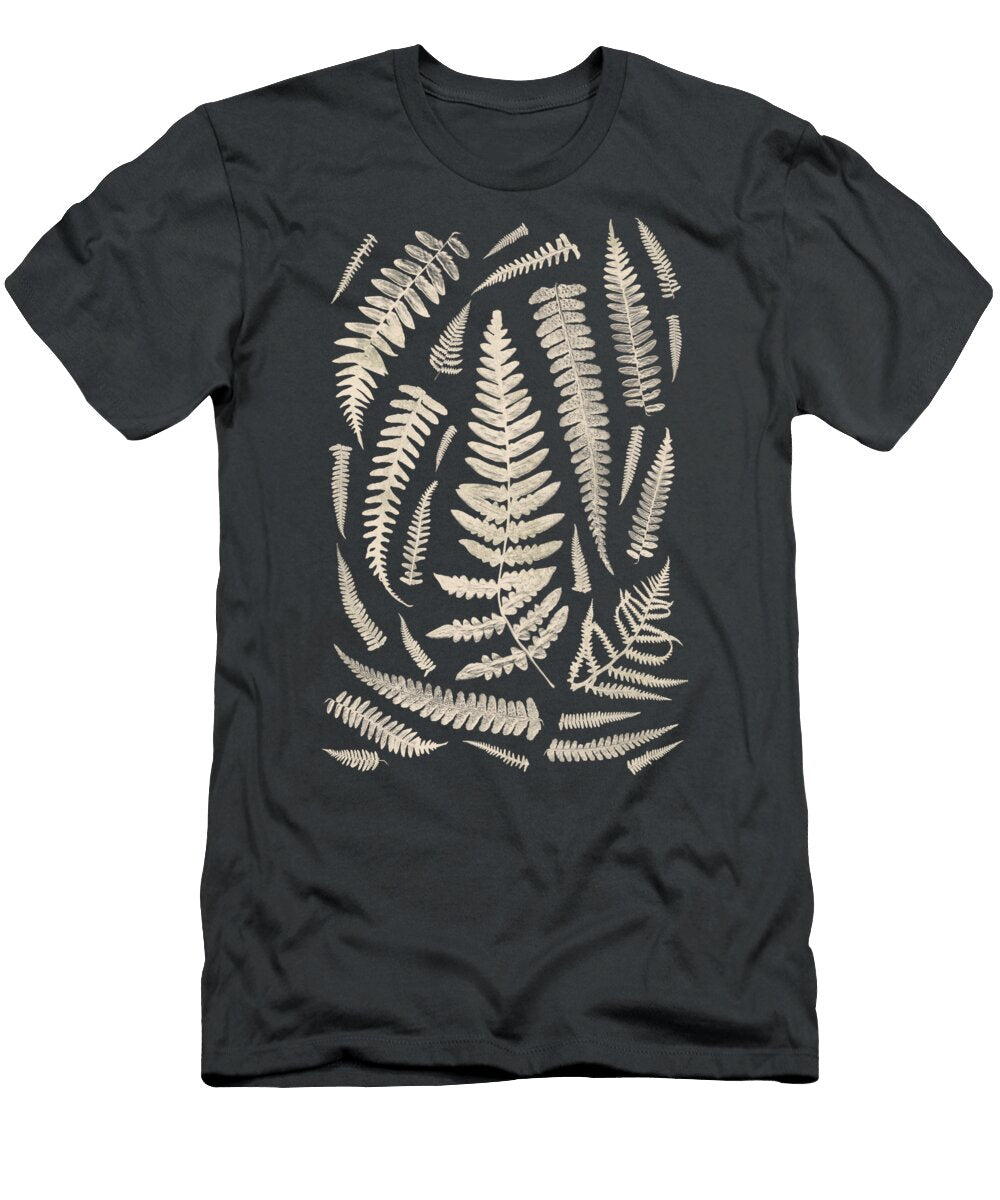 Boho Chic Ferns 1 on Moss Green Art By Jen Montgomery Jen Montgomery T-Shirt