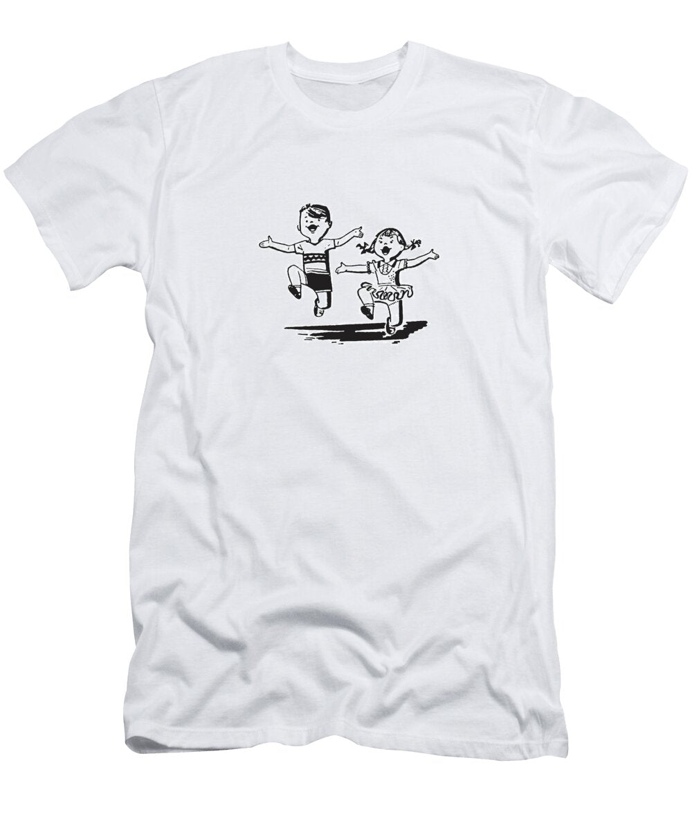 Boy and Girl Playing Csa Images T-Shirt