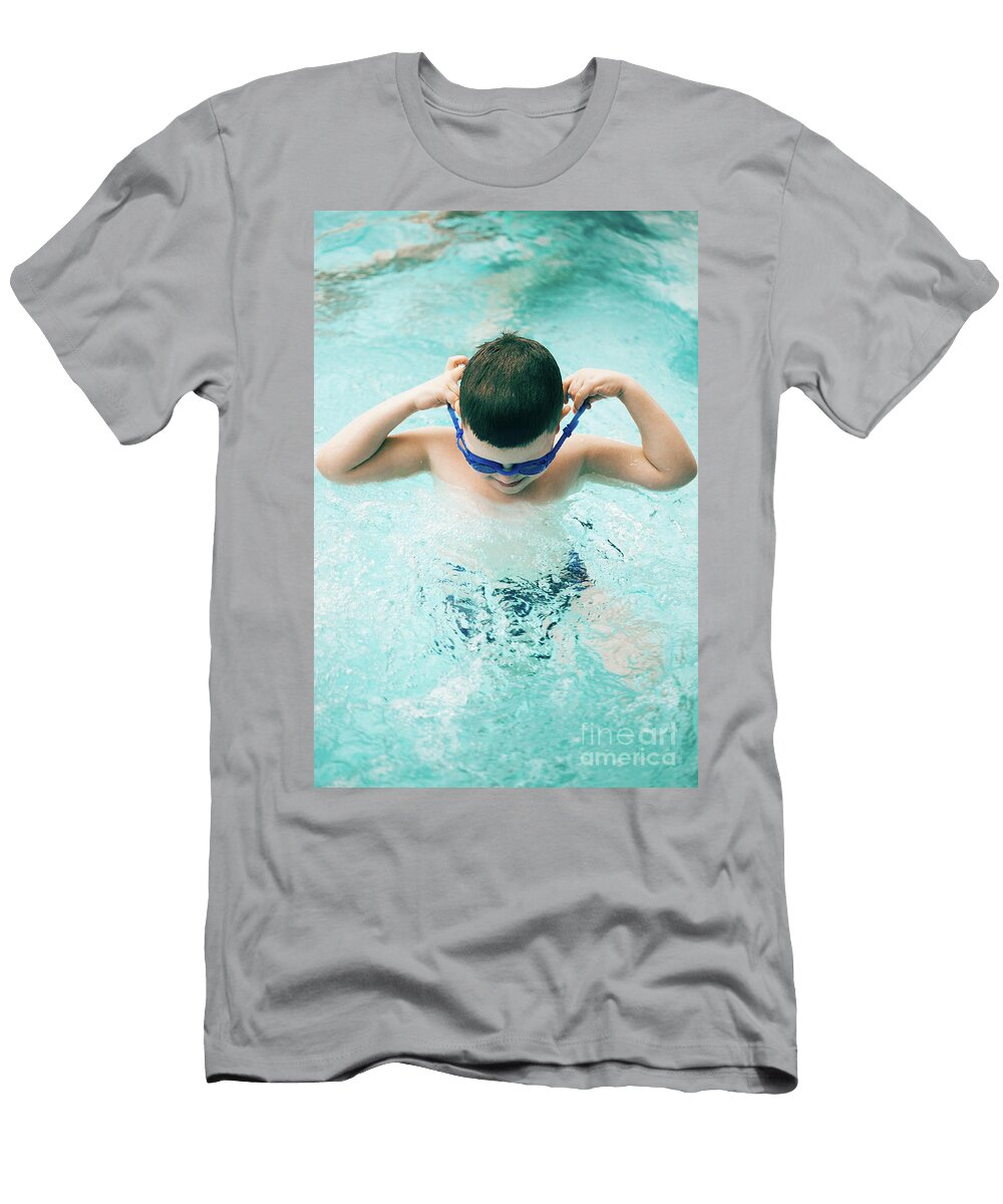 Boy in a Swimming Pool with Diving Goggles Michal Bednarek T-Shirt