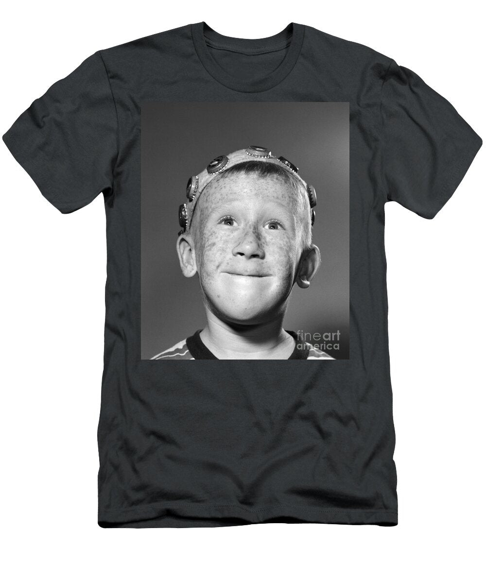 Boy in Bottle Cap Beanie C1950s Debrockeclassicstock T-Shirt