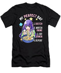 Bravery Courageous My Perfect Day Sketch Watch Anime Eat Ramen Repeat Kawaii Fans Ezone Prints T-Shirt
