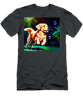 Bubbly Fun Adorable Happy Cub Golden Retriever Chasing Small Bubble Artvizual T-Shirt