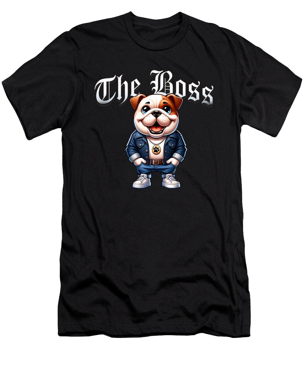 Bulldog the Boss Cool Jacket Outfit Dog Mom Dad Zyneu Gangd T-Shirt