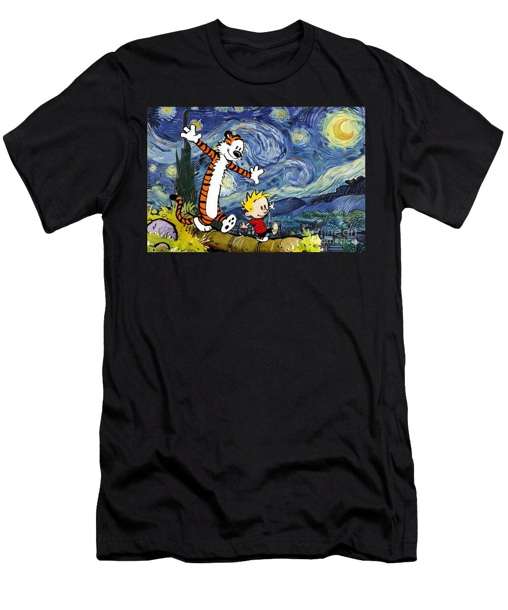 Calvin and Hobbes in Starry Night Sugar Toon T-Shirt