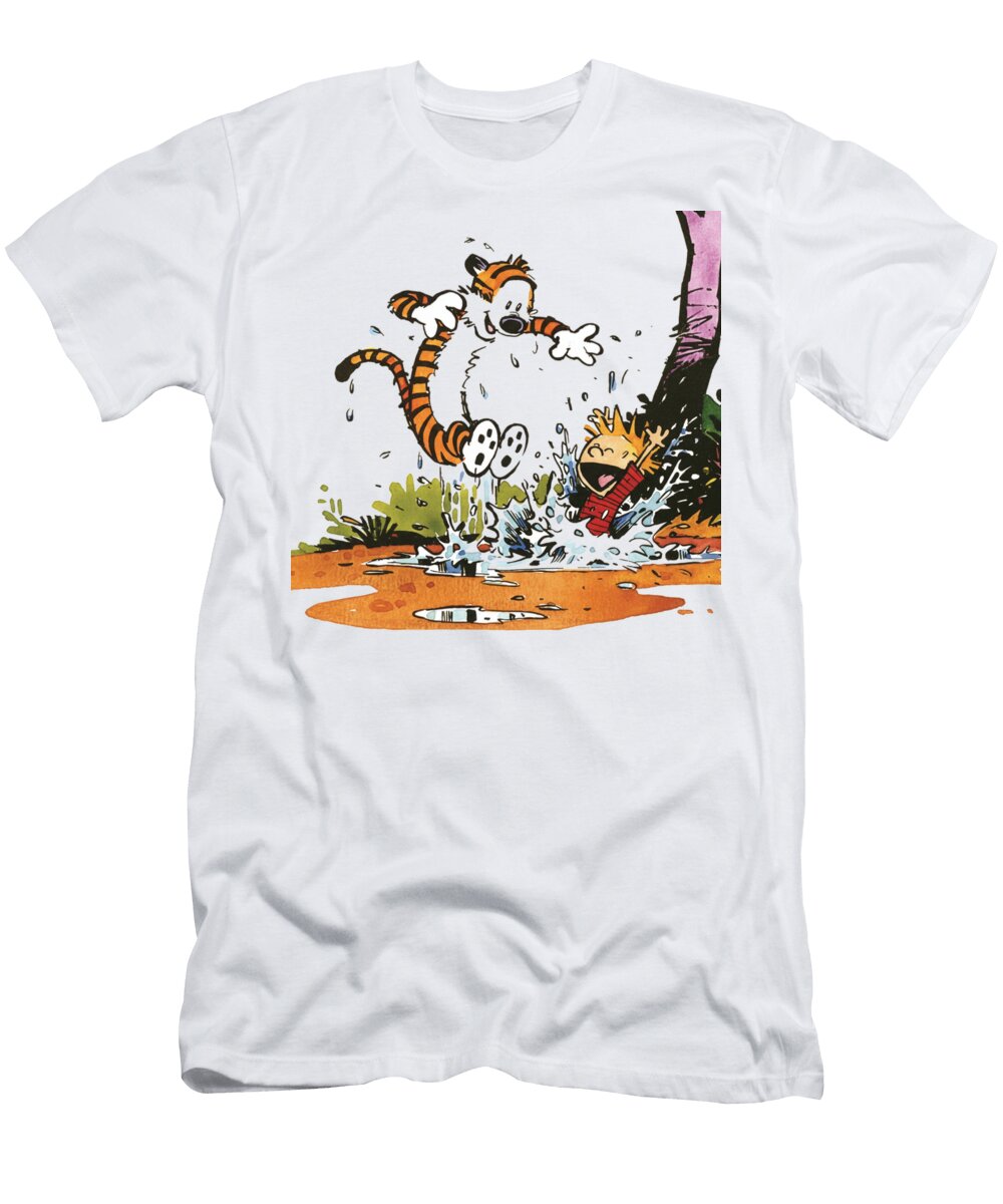 Calvin and Hobbes Splashing Together Sugar Toon T-Shirt
