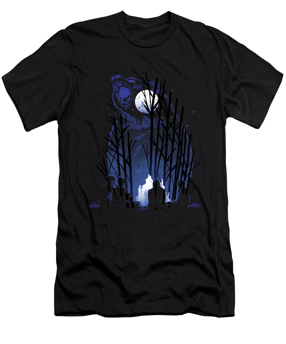 Camping Bear in Forest Jk T-Shirt
