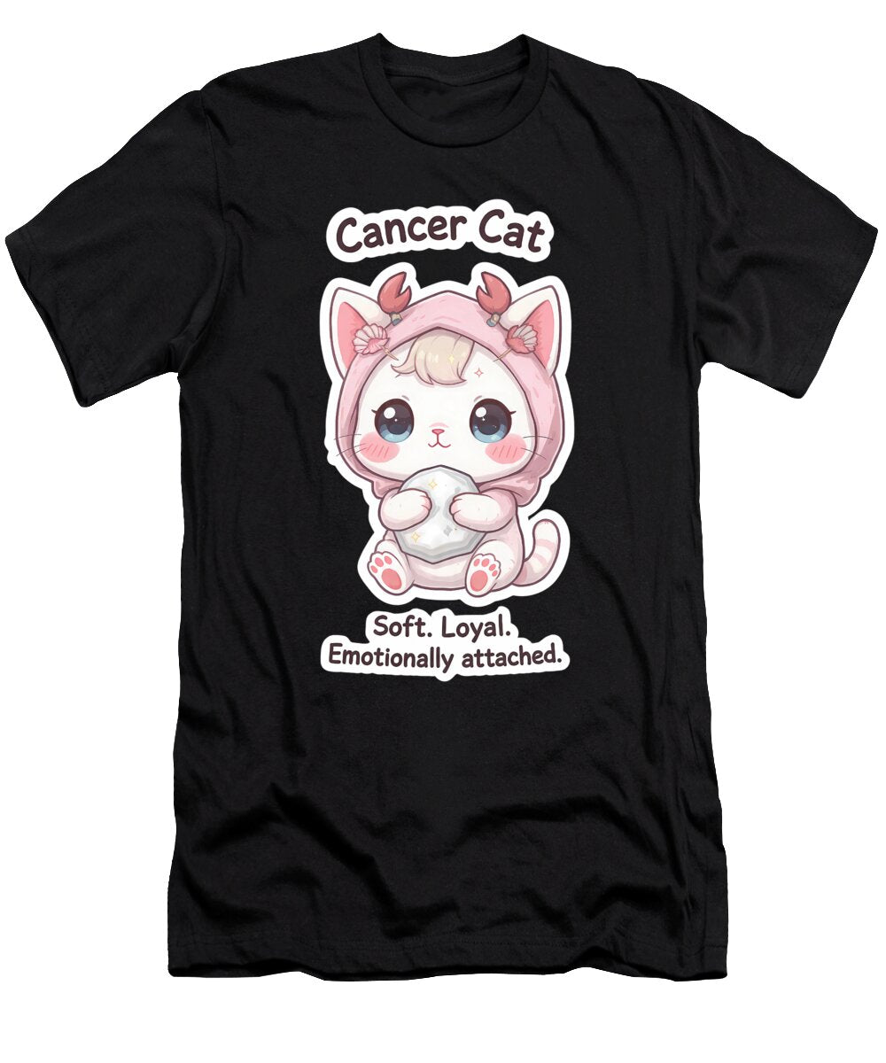 Cancer Cat Sweet Emotional Zodiac Chibi Cat Sticker Melinda Dusnoki T-Shirt