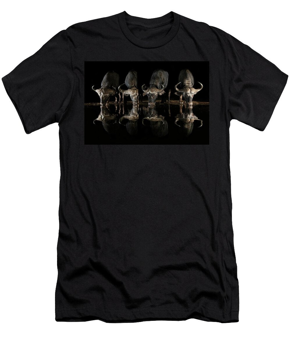 Cape Buffalo Drinking At Night Zimanga Private Game Ann Steve Toon Natureplcom T-Shirt