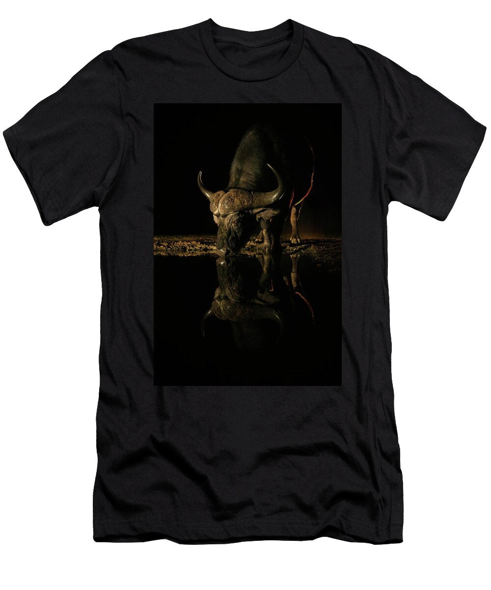 Cape Buffalo Drinking At Waterhole At Night Zimanga Game Ann Steve Toon Natureplcom T-Shirt