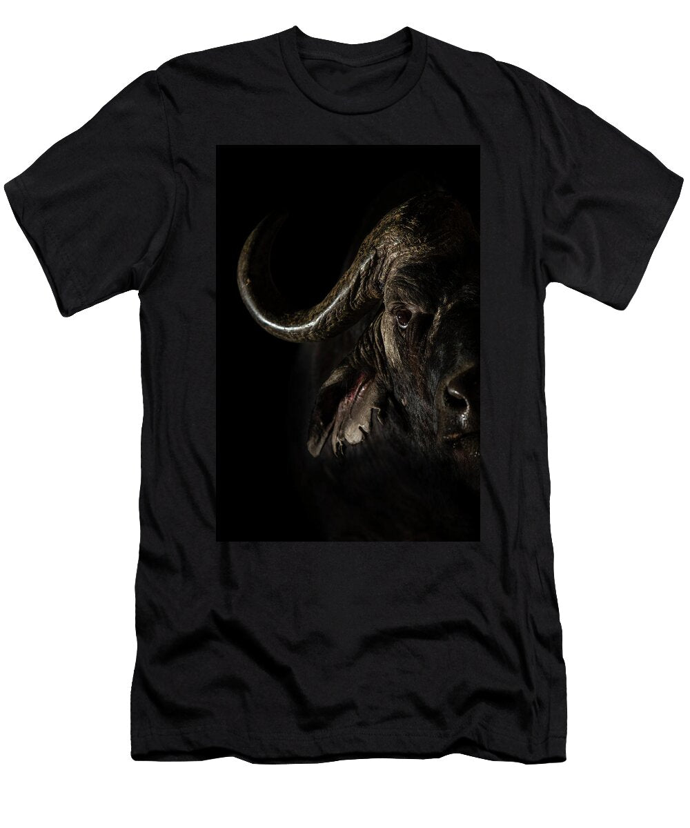 Cape Buffalo Half Head Portrait At Night Zimanga Private Ann Steve Toon Natureplcom T-Shirt