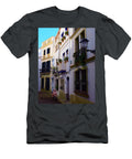 Carrer De Sant Domenec Whitewashed Mediterranean Street with Iron Balconies in Sitges Spain Print Travel Essayist T-Shirt