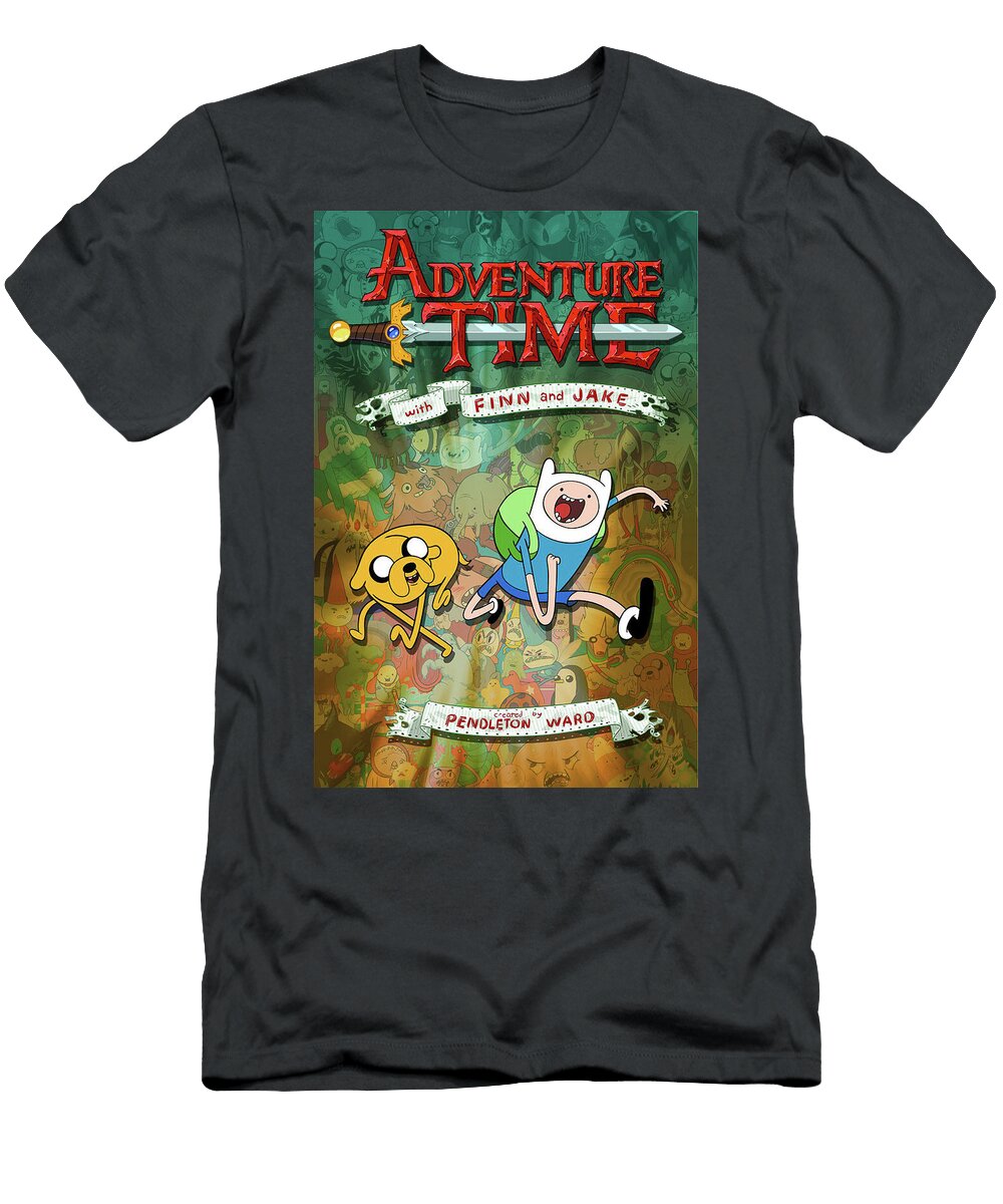 Cartoon Characters Running with Sword and Backdrop Amelia Viewer T-Shirt