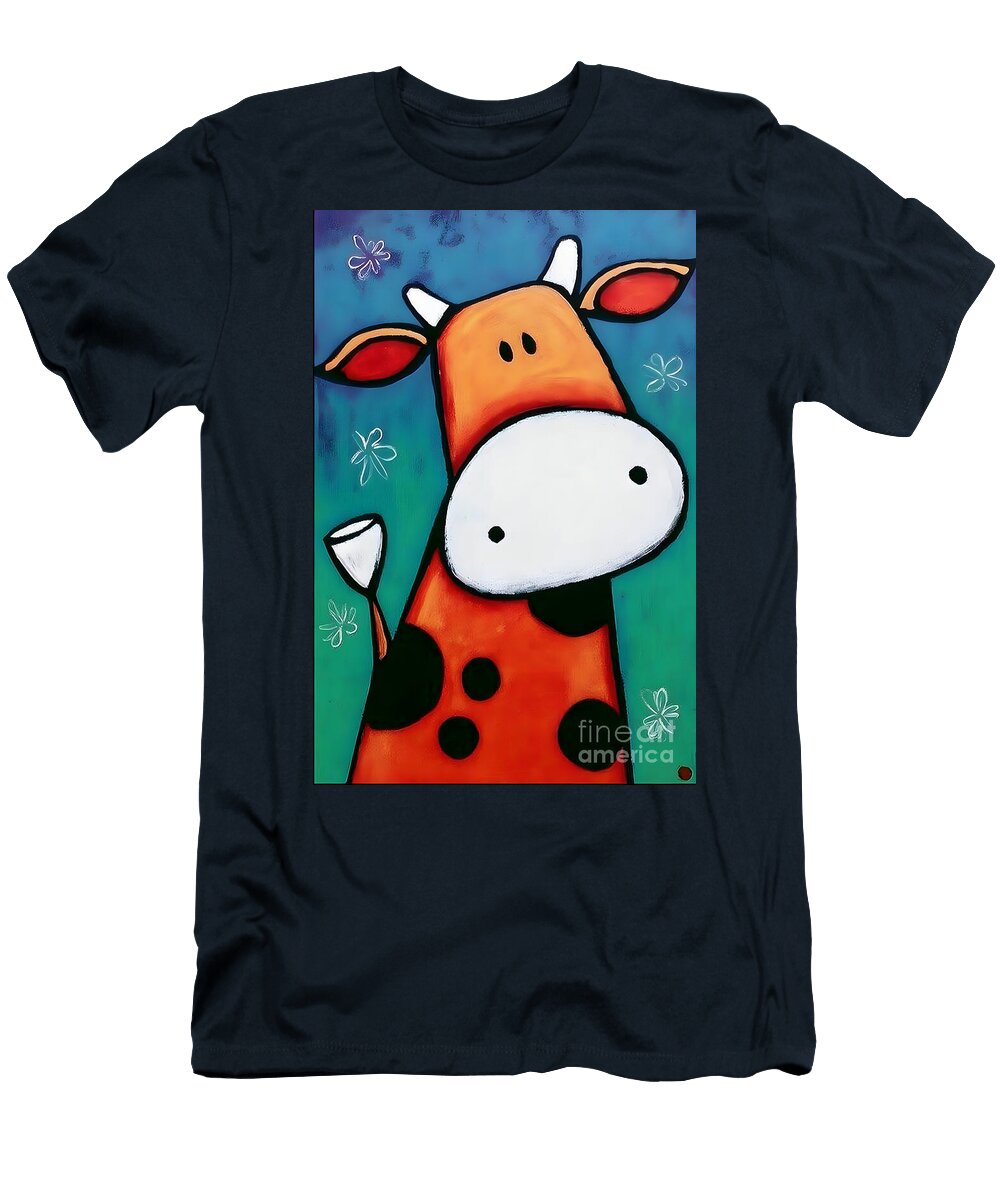 Cartoon Cow in a Field Olfactoart Studio T-Shirt