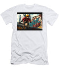 Cartoon Skateboarding in Urban Art Fun Cartoonish Figures Skateboarding Through Cityscapes Rhys Jacobson T-Shirt