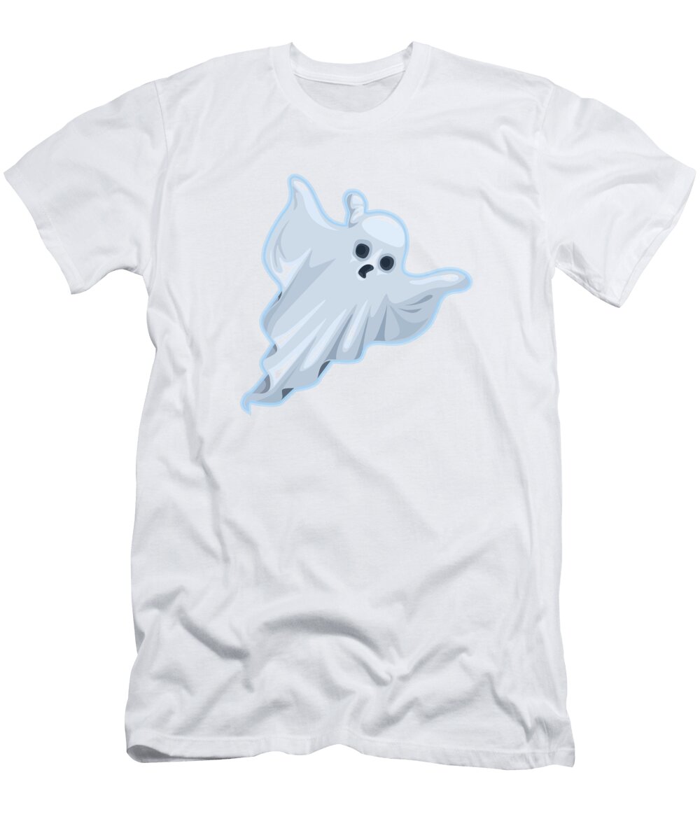 Cartoonish Ghost Floats Print on Demand T-Shirt