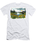 Cartoonish Moose Adventures a Whimsical Moose Exploring Cartoonish Landscapes Rhys Jacobson T-Shirt