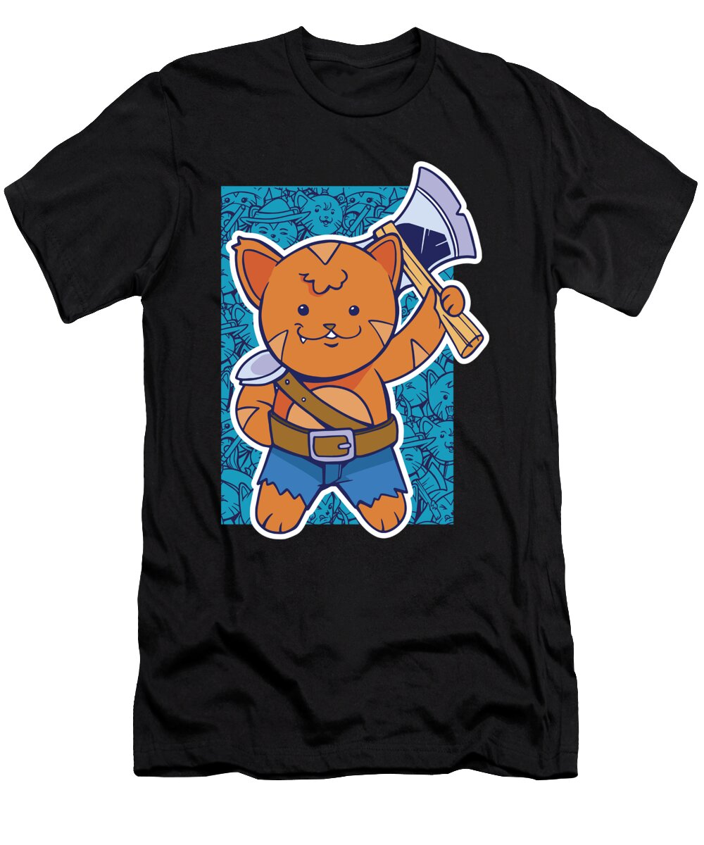 Cat Barbarian Fantasy Rpg Character Me T-Shirt