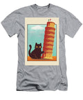 Cat By Leaning Tower of Pisa Purrfectly Tilted Cat and Leaning Tower of Pisa Travel Poster Art Print T-Shirt