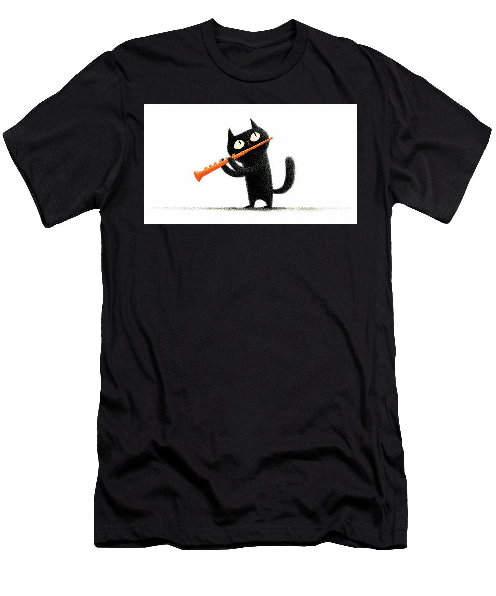 Cat Plays Bright Orange Flute Beautiful Things T-Shirt
