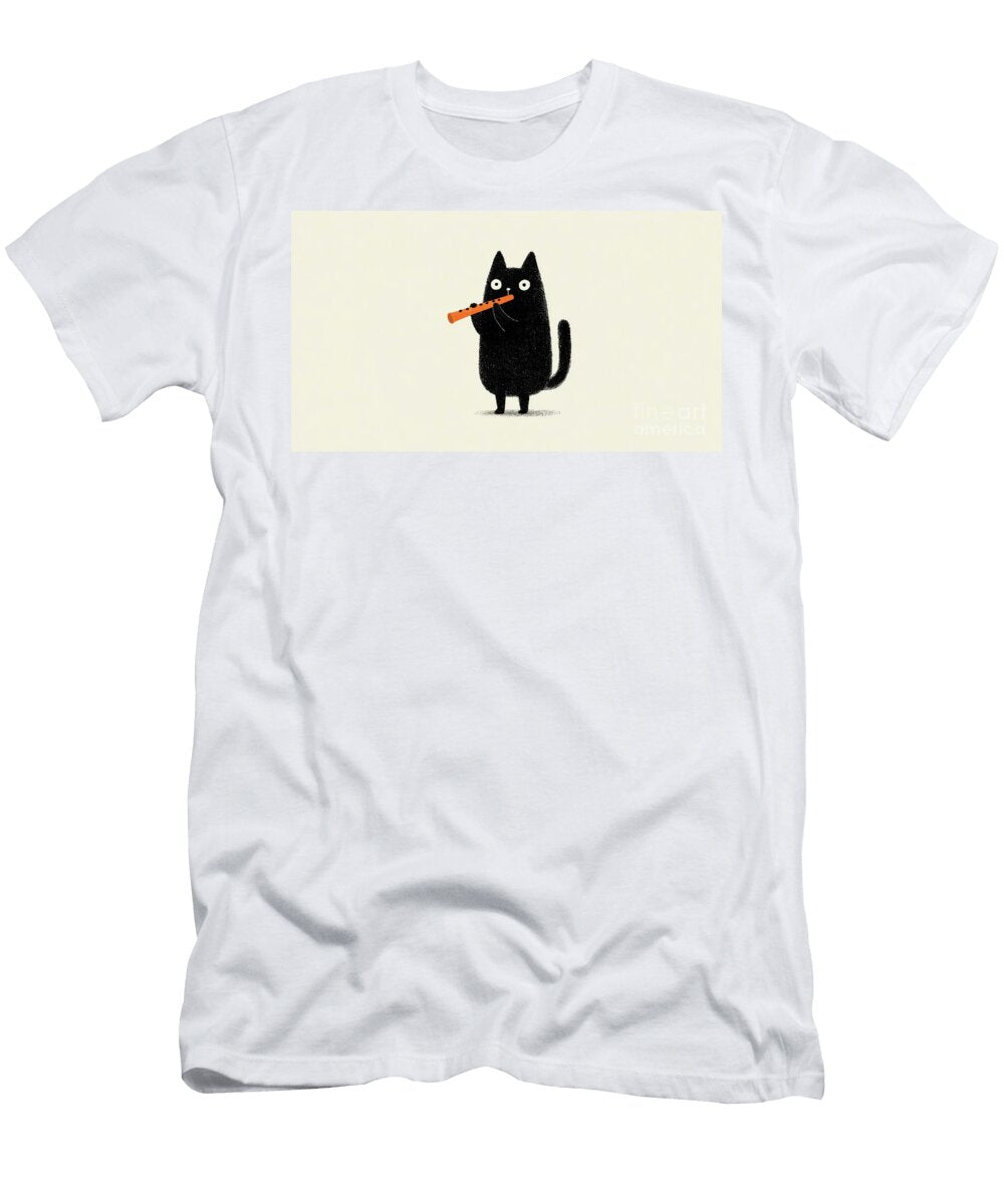 Cat Plays Flute in Art Beautiful Things T-Shirt