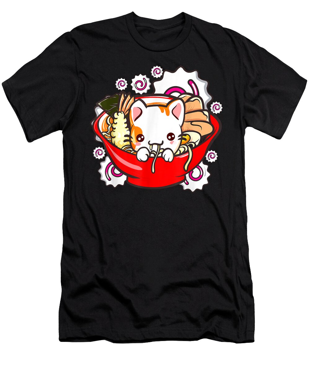 Cat Ramen Bowl Kawaii Anime Neko Cat Mom Crazy Cat Lady Dnt Prints T-Shirt