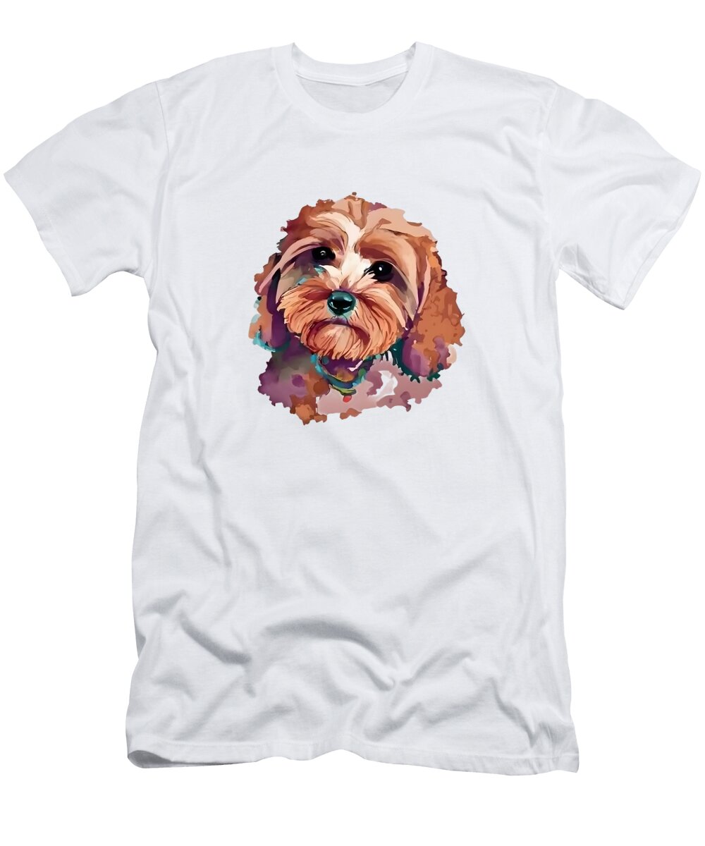 Cavoodle Dog Breed Watercolour Style Cute and Fluffy Dog Lover Mounir Khalfouf T-Shirt