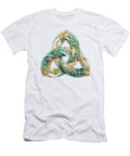 Celtic Triquetra Knot Sea Serpent Style Intricate Triple Loop Emblem Mystical Gold Teal Lena Owens At Olena T-Shirt
