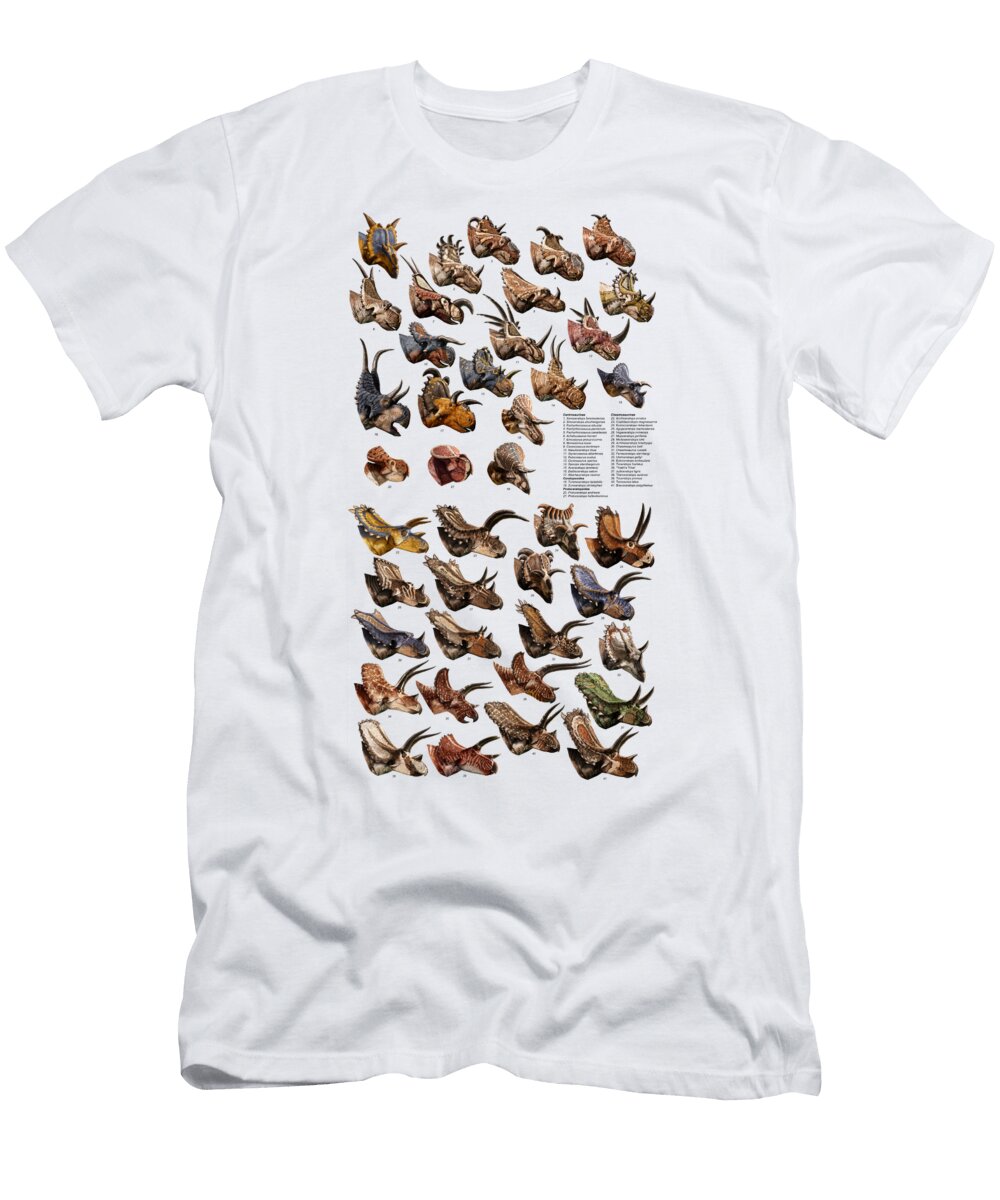 Cerotopsian Cornucopia Blue Vertical Julius Csotonyi T-Shirt