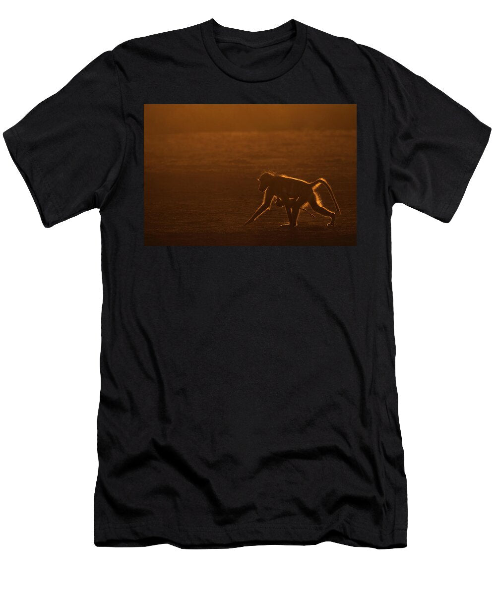 Chacma Baboon Silhouetted Carrying Infant Mashatu Game Ann Steve Toon Natureplcom T-Shirt