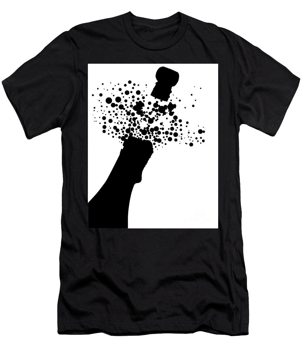Champagne Bottle Silhouette Bigalbaloo Stock T-Shirt