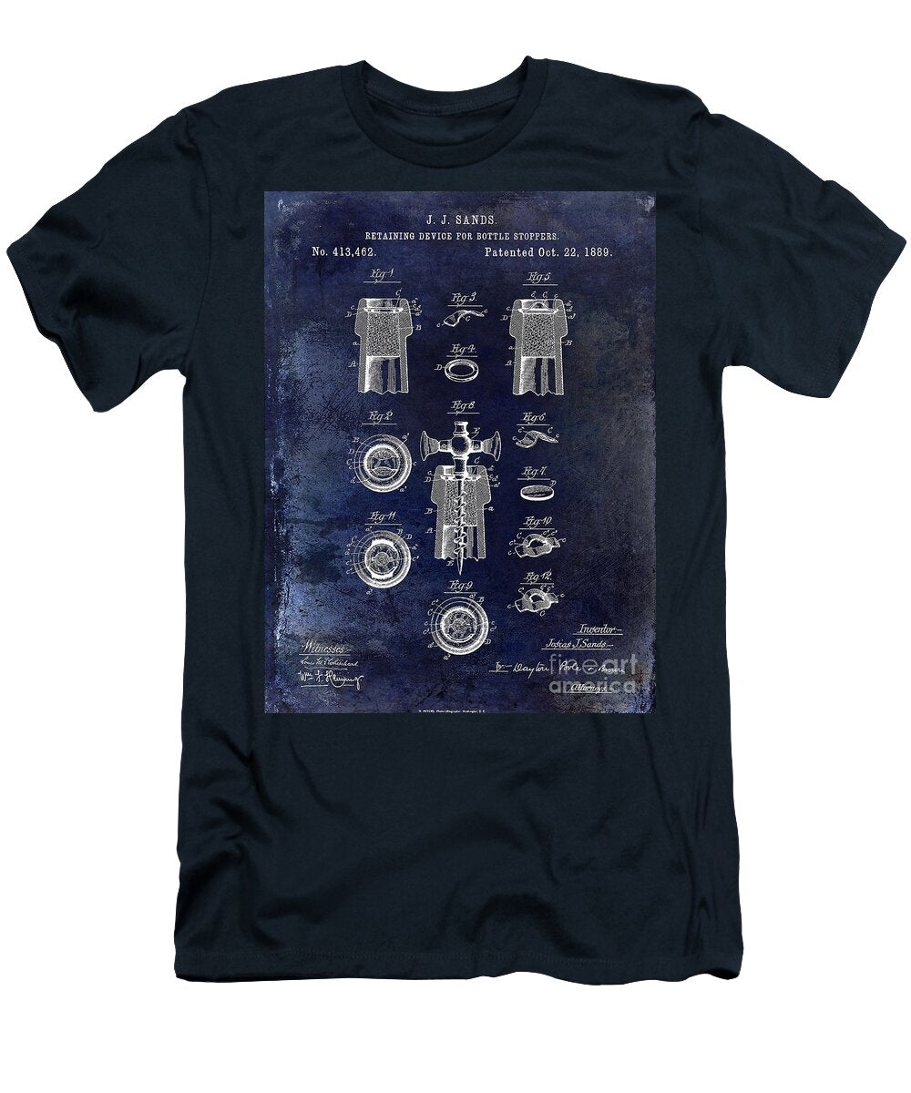 Champagne Retaining Device Patent 1889 Blue Jon Neidert T-Shirt