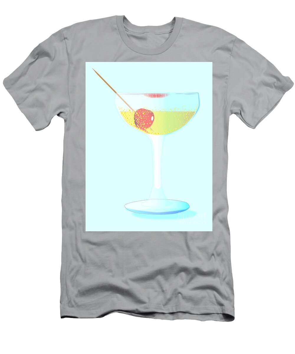 Champagne with Lipstick and Cherry Bigalbaloo Stock T-Shirt