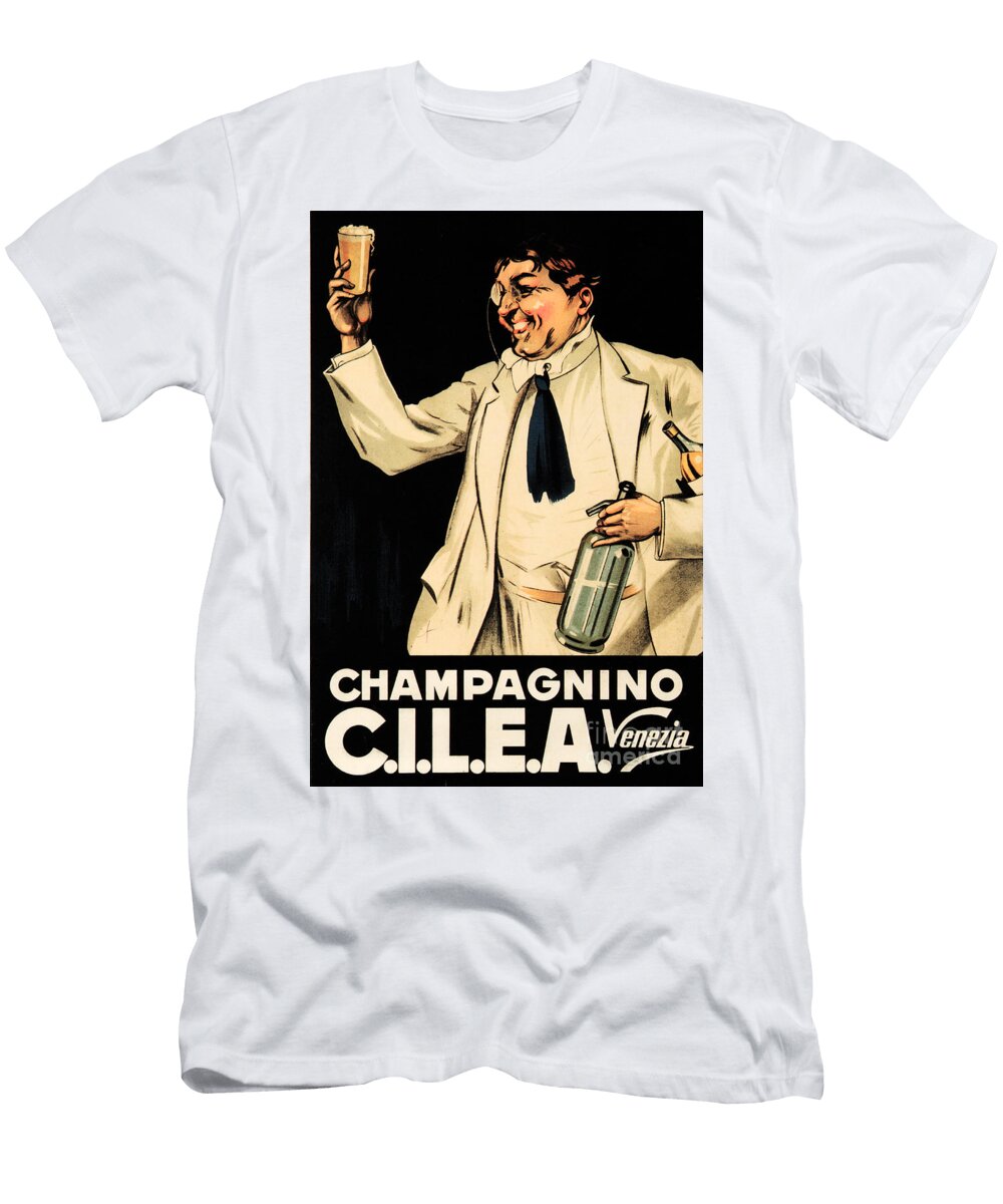 Champagnino Cilea Venezia Vintage Italian Wine Promotion Poster Retro Graphika T-Shirt