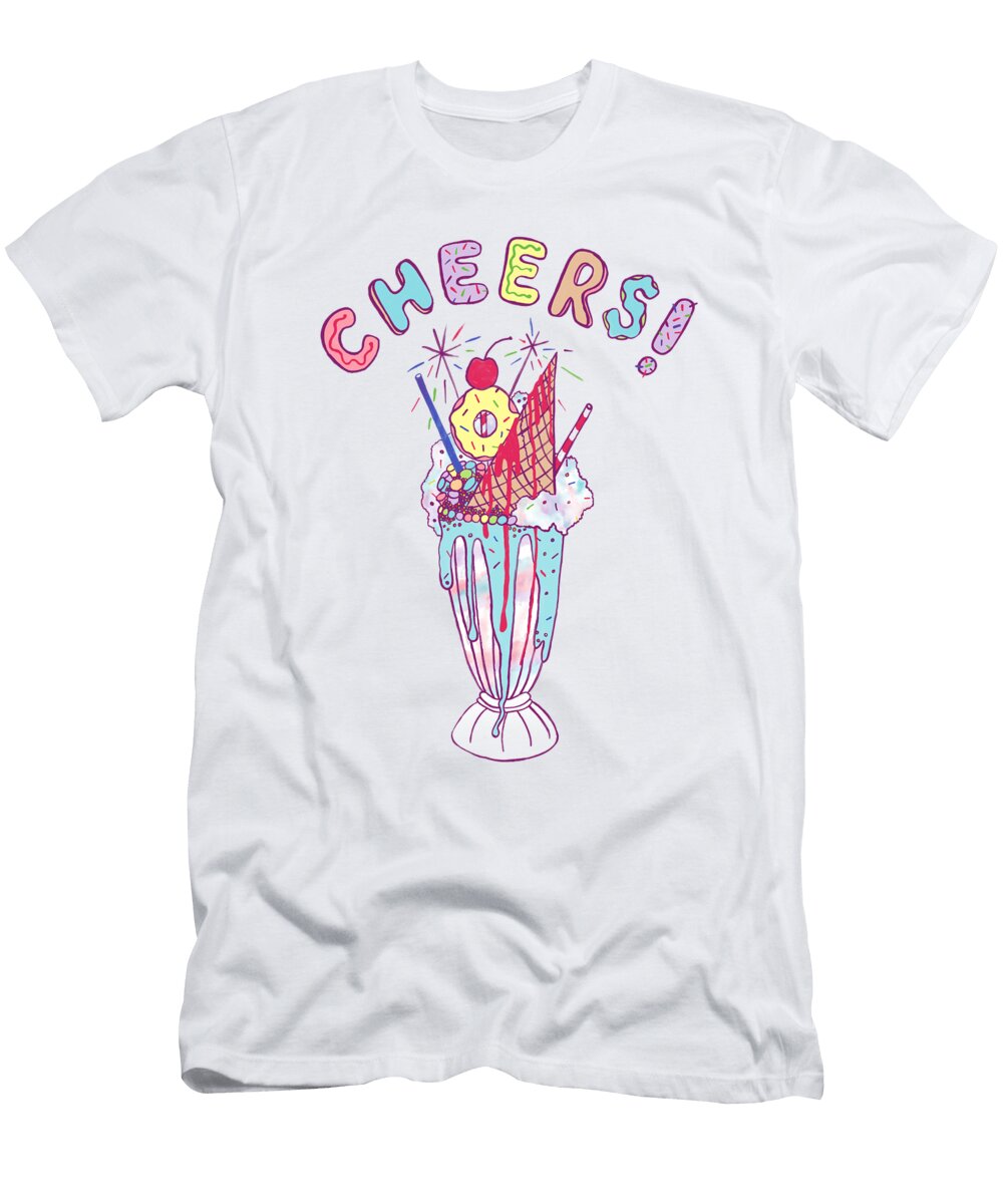 Cheers Birthday Greeting Card Art By Jen Montgomery Jen Montgomery T-Shirt