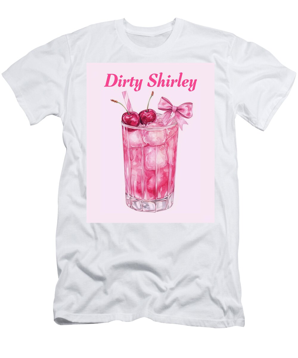 Cherry Dirty Shirley Coquette Pink Bow Cocktail Art Gentle Echoes T-Shirt