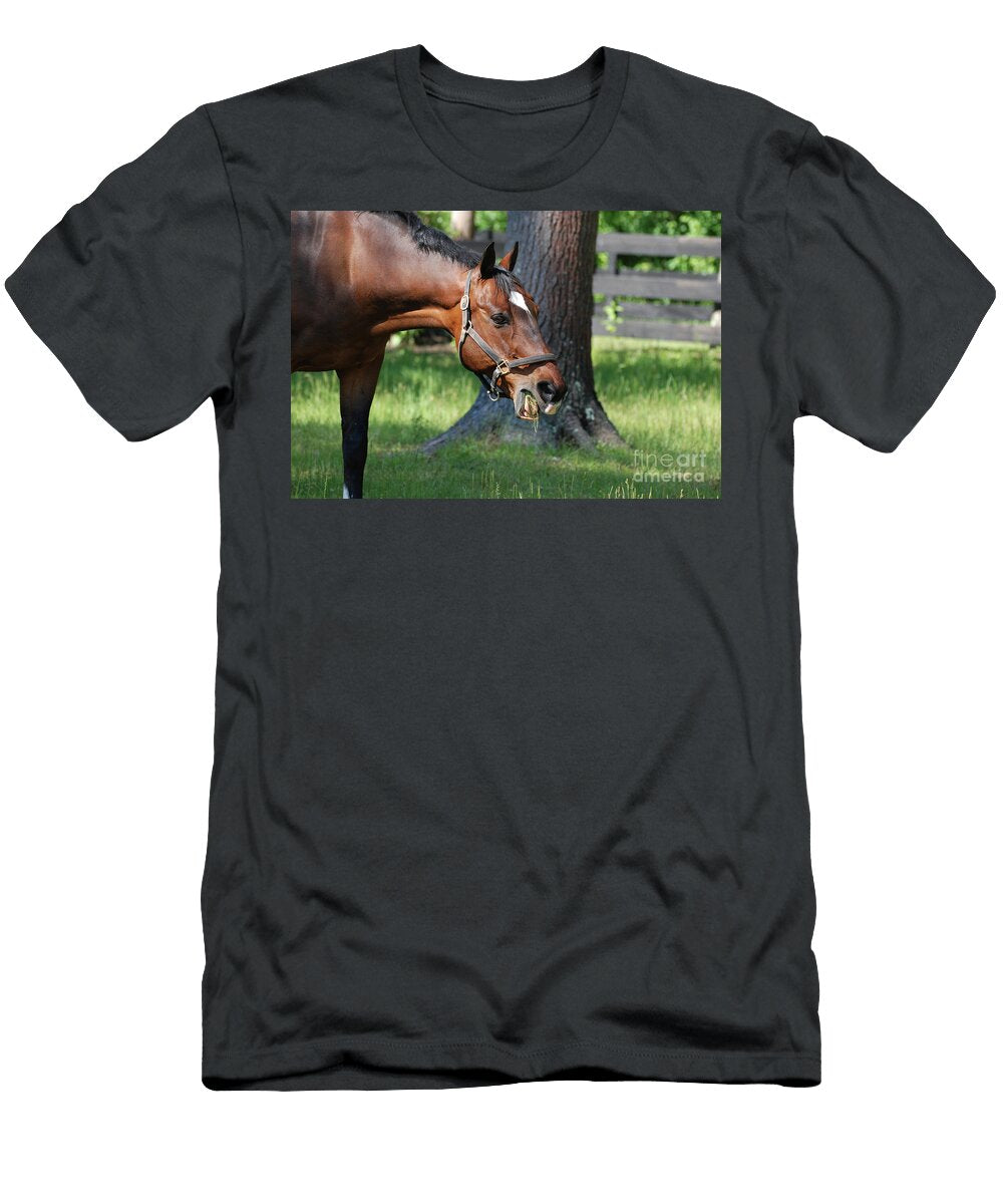Chewing Horse with Grass in His Mouth Dejavu Designs T-Shirt