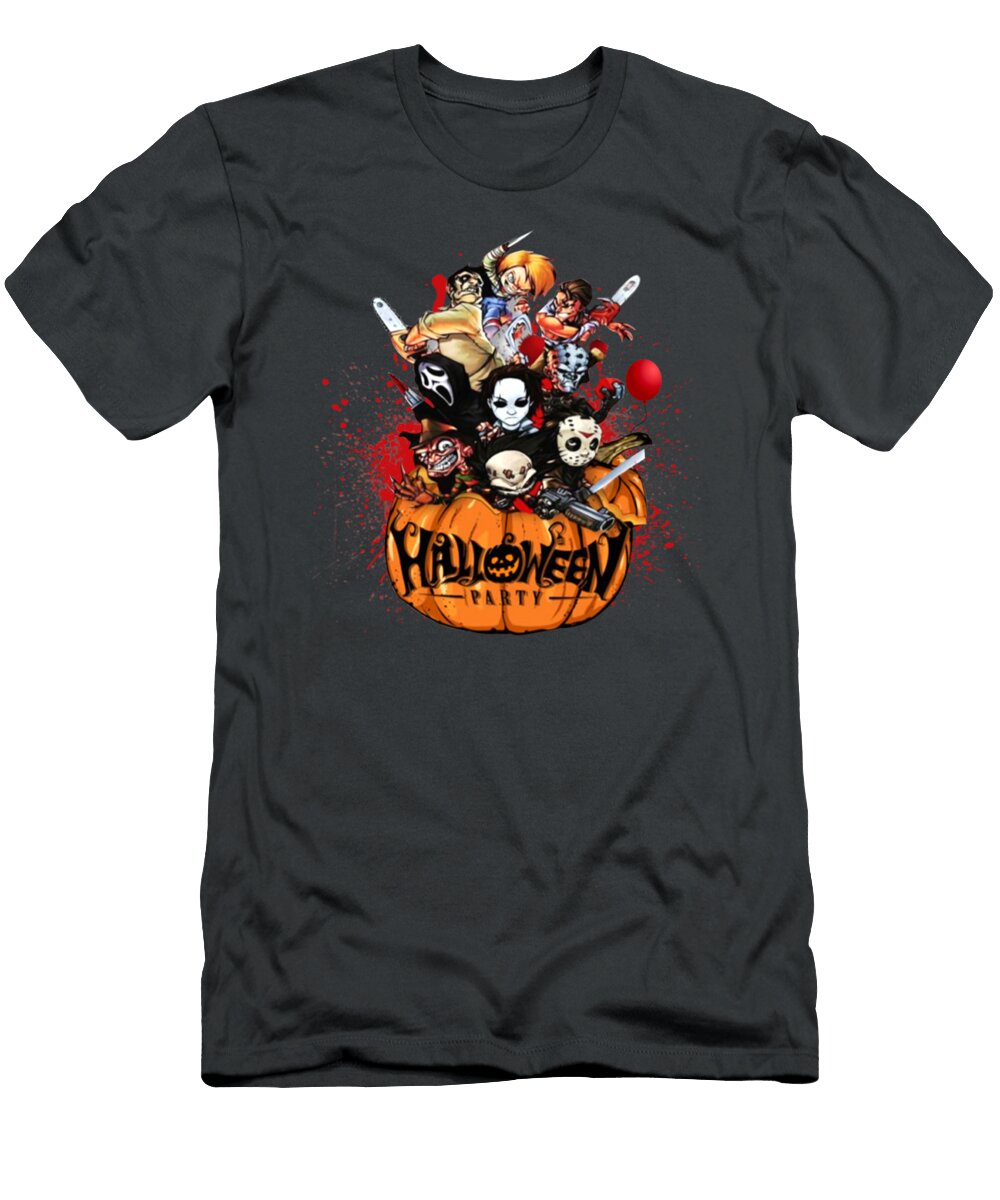 Chibi Horror Movies Character Pumpkin Halloween Party Sterling British T-Shirt