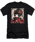 Chibi Kimono Girl Black Cat Flowers Japanese Art Zyneu Gangd T-Shirt