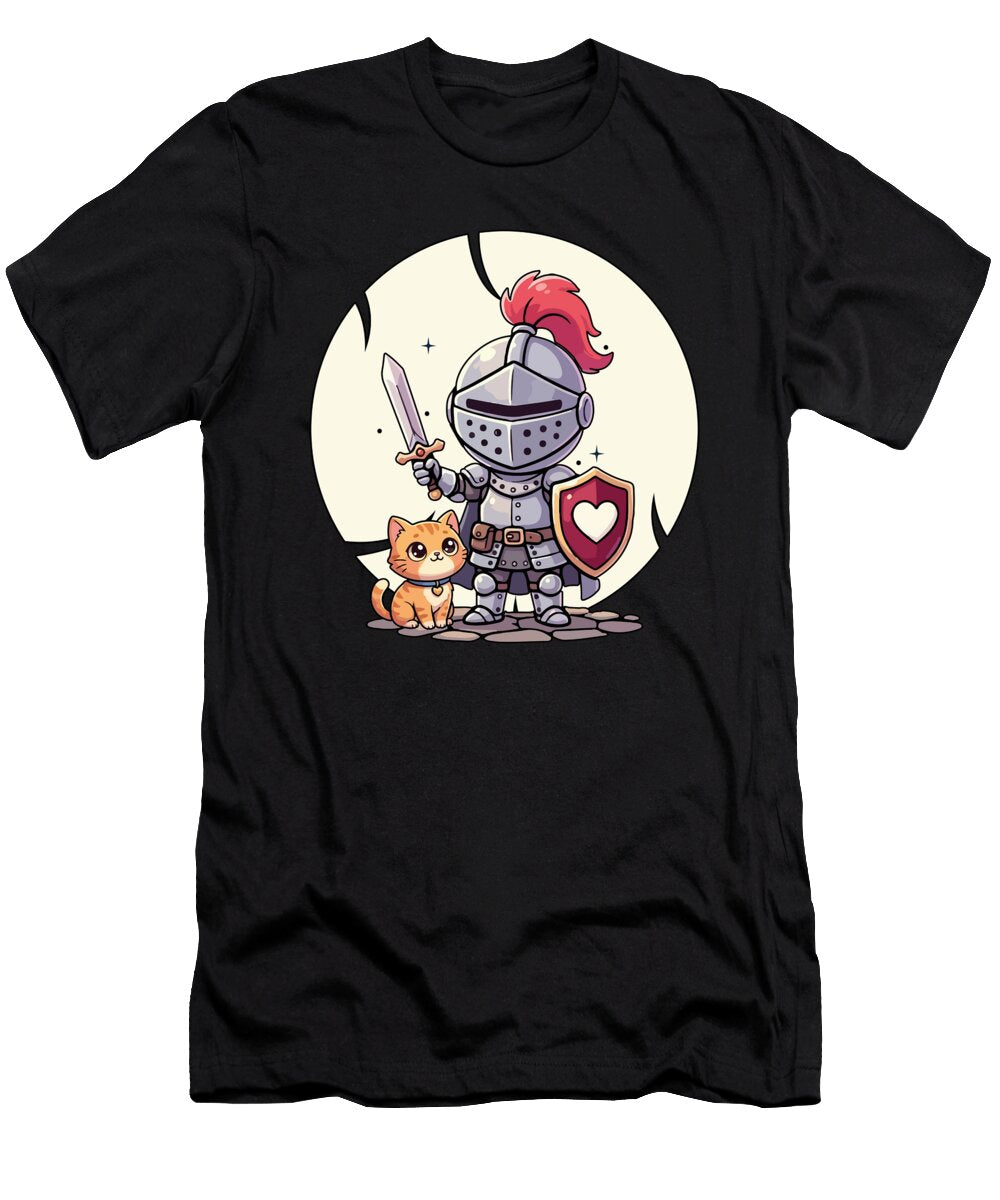 Chibi Knight and Cute Cat Shirtom T-Shirt