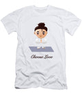 Chibi Praying Girl Yogi Meditating on a Yoga Mat with Choose Love Text Barefoot Bodeez Art T-Shirt